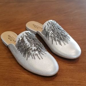 NWOT Sesto Meucci silver Beaded slides